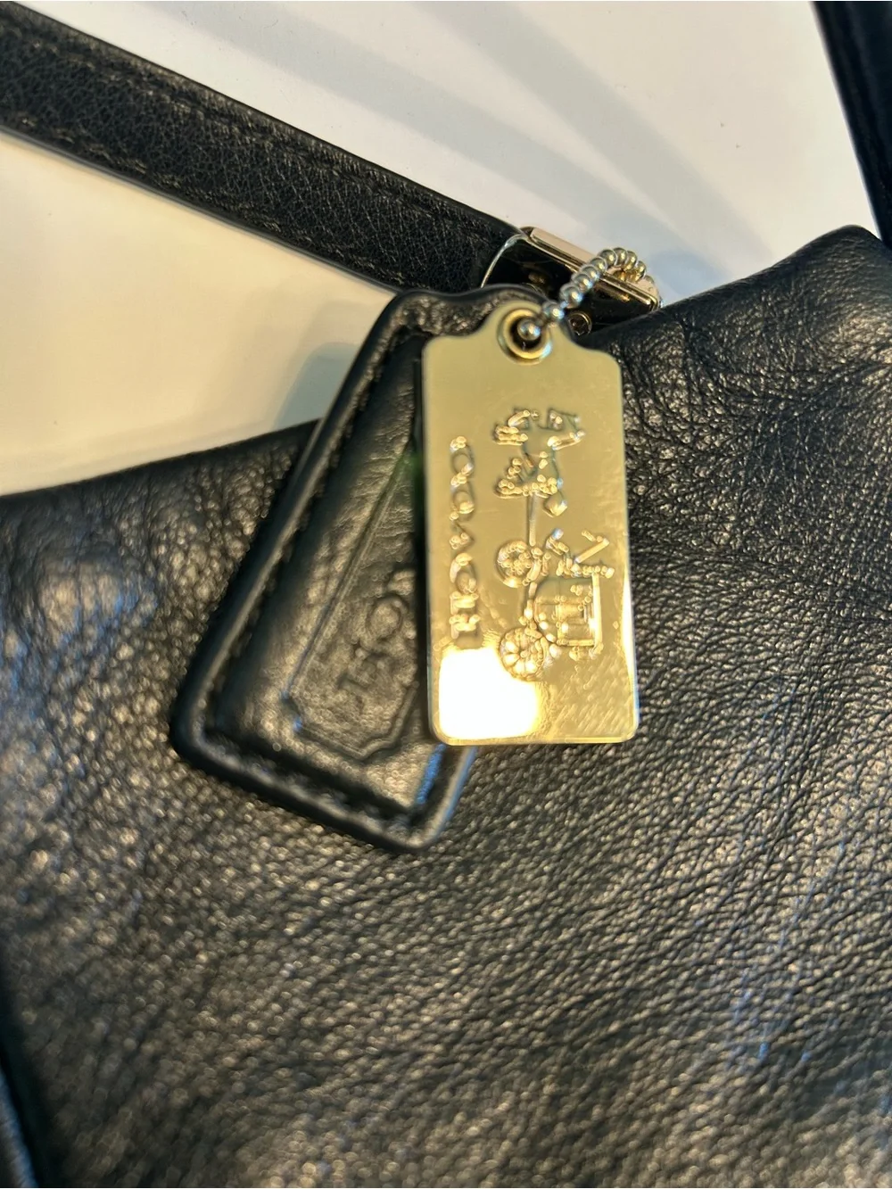 Coach Black Pebbled Leather Shoulder Bag with Silver Hardware